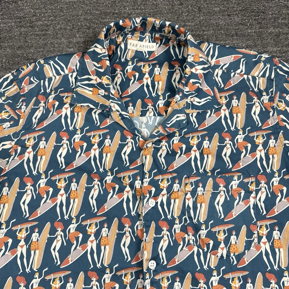 Far Afield Shirt Men 3 Large Surfer Hawaiian British Design Organic Cotton Camp